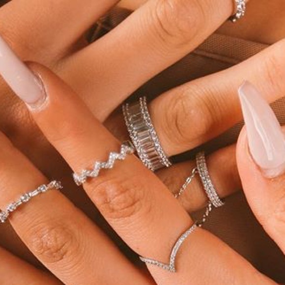 Sterling Silver baguette Eternity Wedding Band - Picture 4 of 16